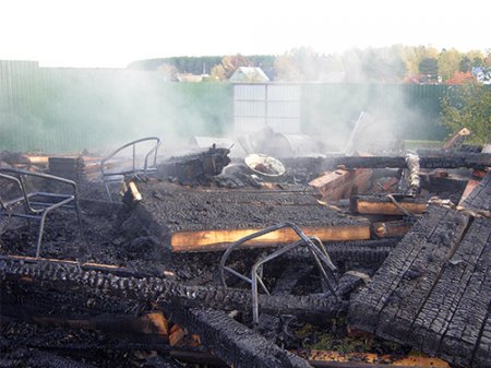 В Чернильщиково сгорела баня
